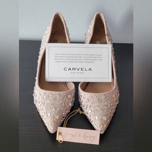 Carvela Kurt Geiger Nude Crystal Embellished Pointed Toe Heels Size 39